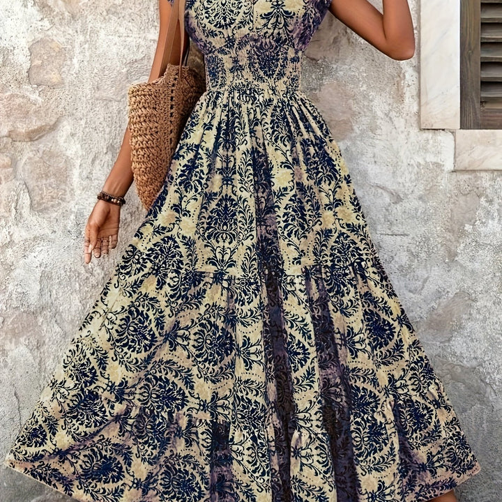 Boho V-neck vacation maxi dress for women | Seraphina -11