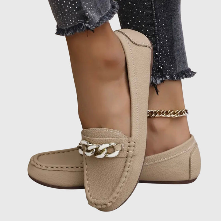 Women's Slip-On Loafers With Chain Accent
