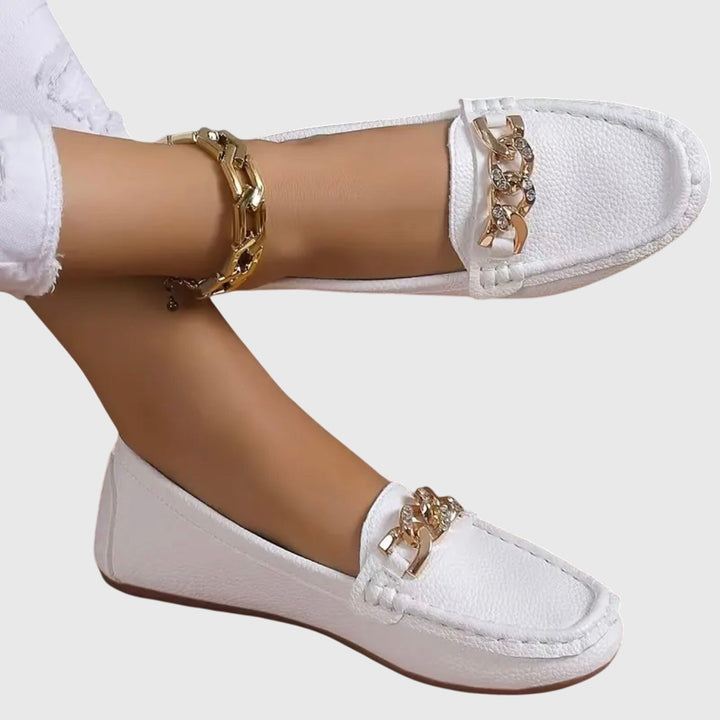 Women's Slip-On Loafers With Chain Accent