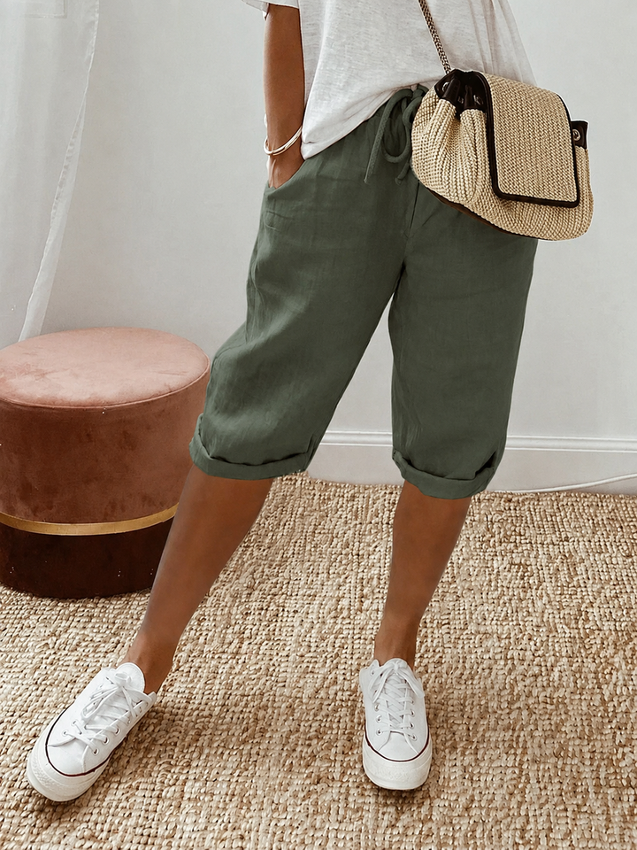 Brielle | Women's Elastic Waist Drawstring Pocket Shorts