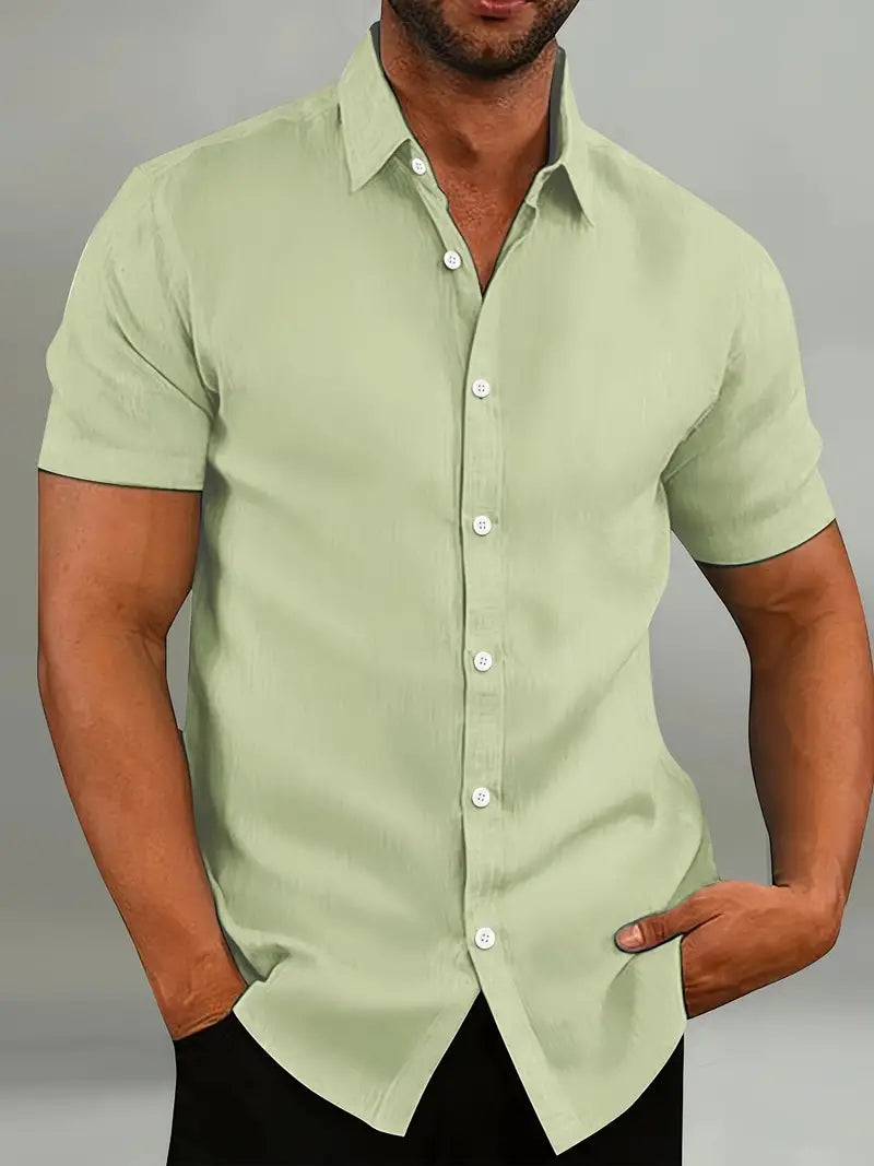 Men's Summer Short Sleeve Button Up Shirt