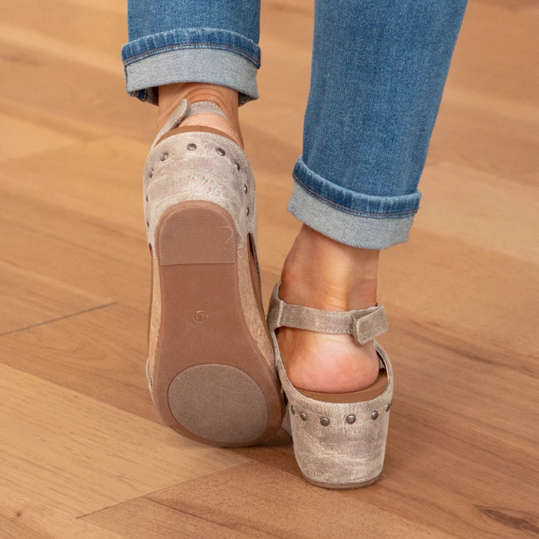 Valenne | Women's Suede Wedge Sandals with Elastic Straps