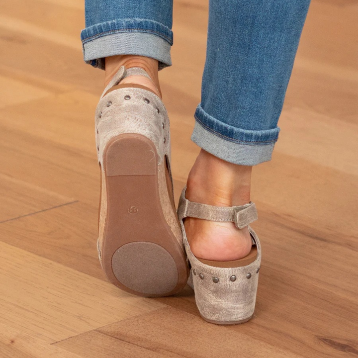 Valenne | Women's Suede Wedge Sandals with Elastic Straps