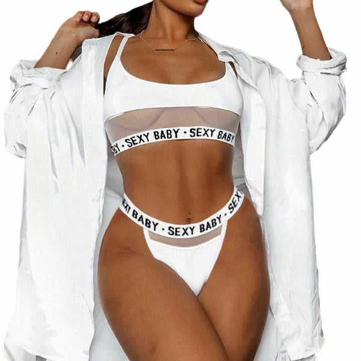 Women's Sexy Open Face Bikini With Letter Slit