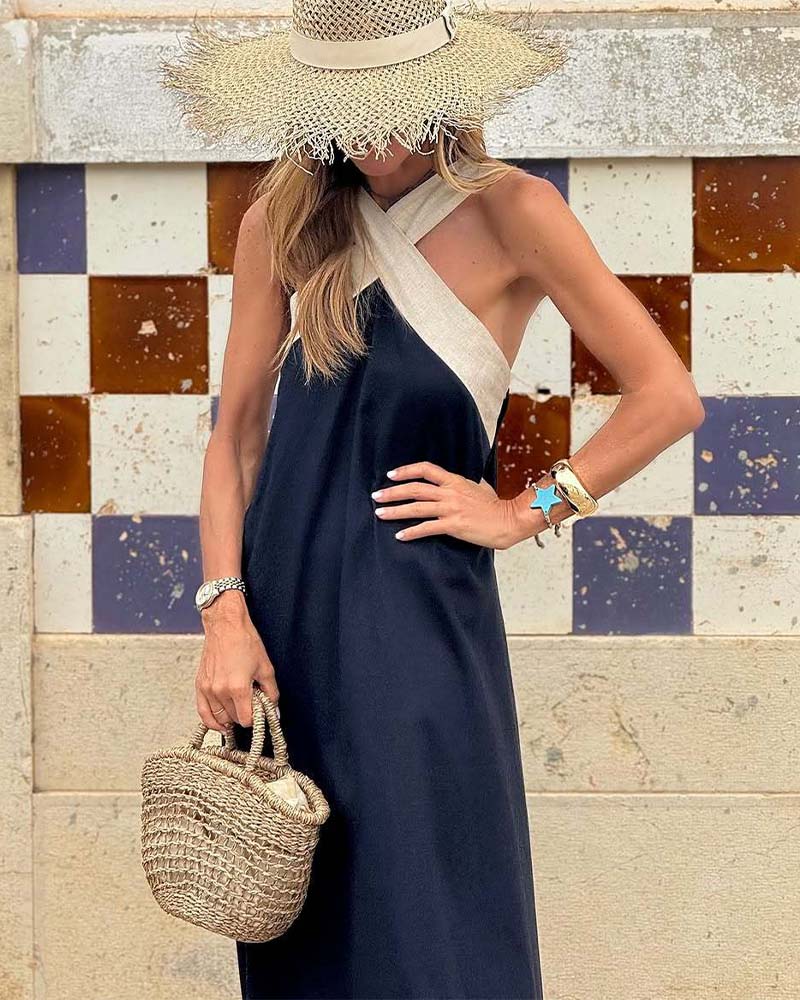Breathable comfortable crossed maxi dress for women | Aimee -14