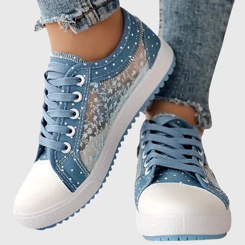 Ava | Women's Lace Up Platform Sneakers with Mixed Fabric