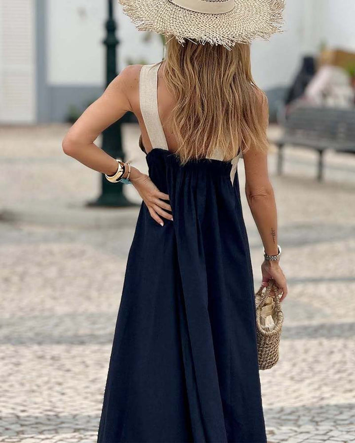 Breathable comfortable crossed maxi dress for women | Aimee -13