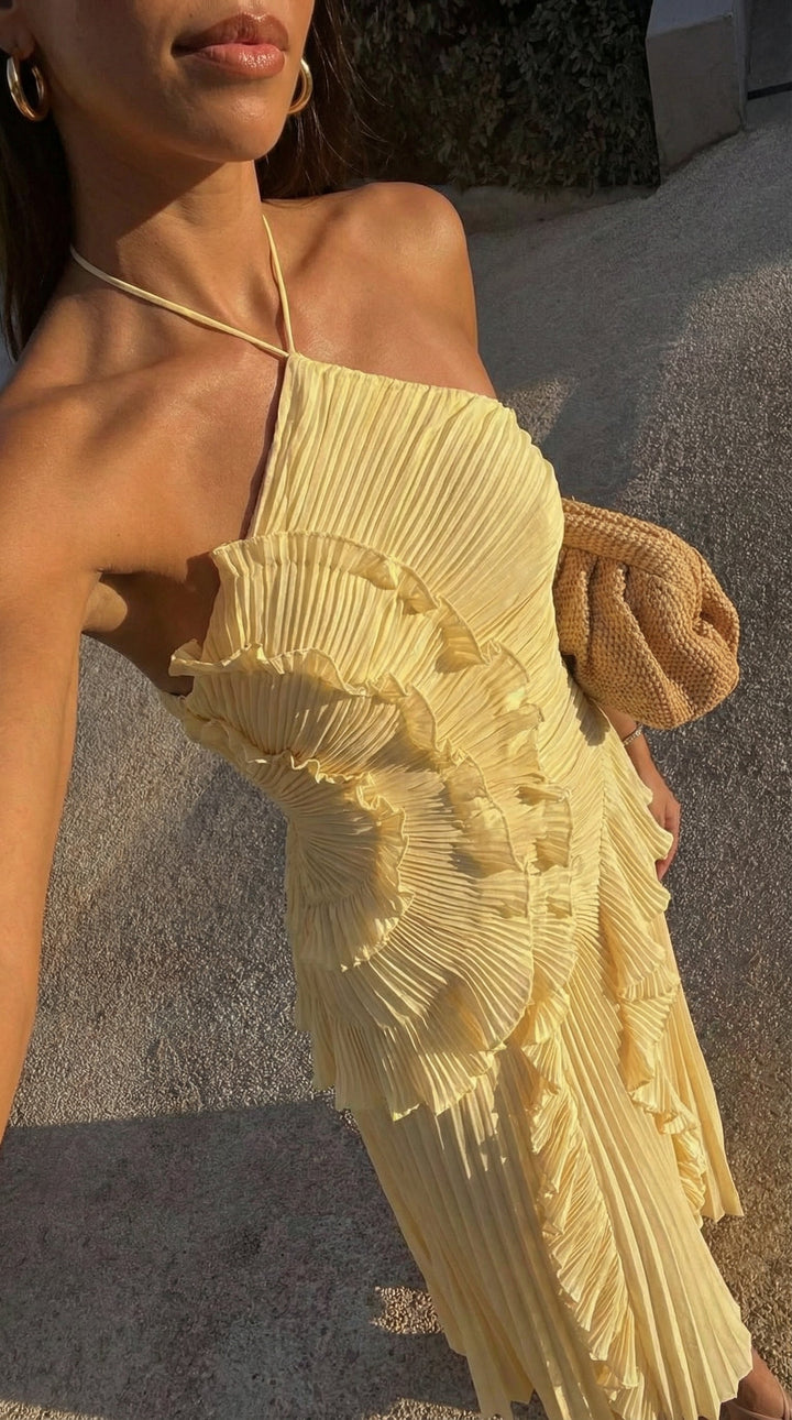 Tiered ruffle flowing maxi dress for women | Emma -3