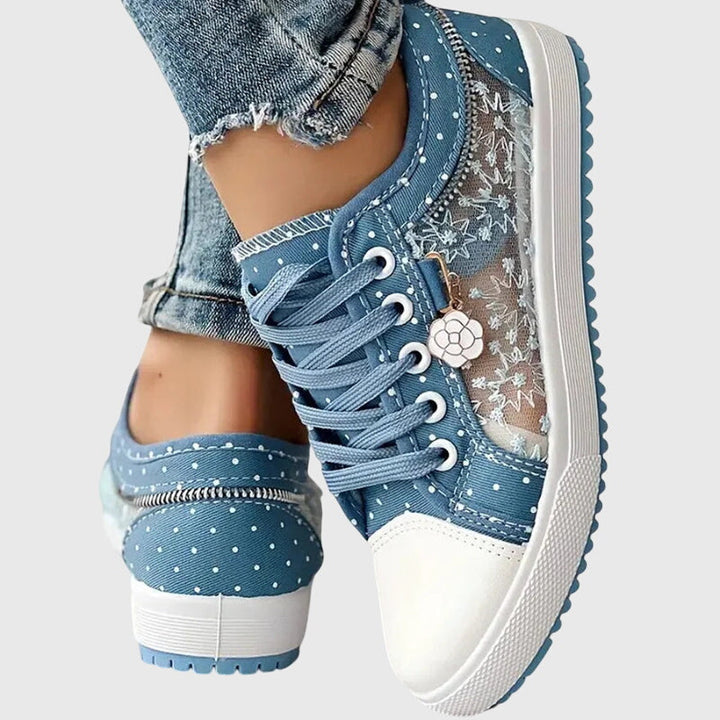 Ava | Women's Lace Up Platform Sneakers with Mixed Fabric