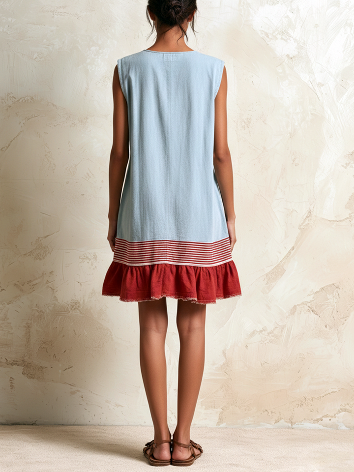 Zarelle | Women's Striped Sleeveless Tunic Dress with Pockets
