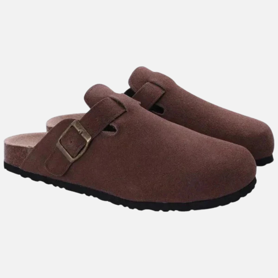Henry | Men's Suede Buckle Strap Slip-On Clog
