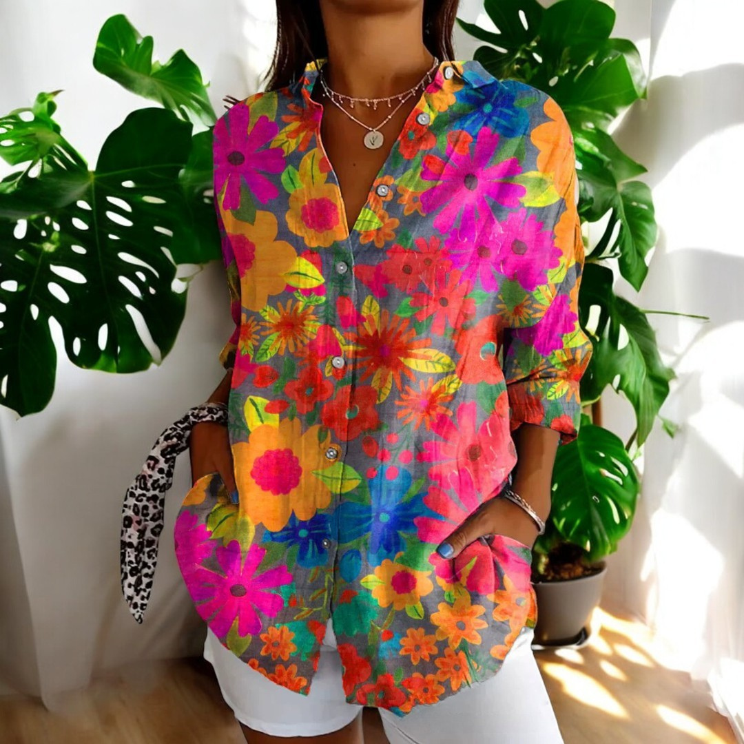 Calienne | Women's Floral Button Front Blouse