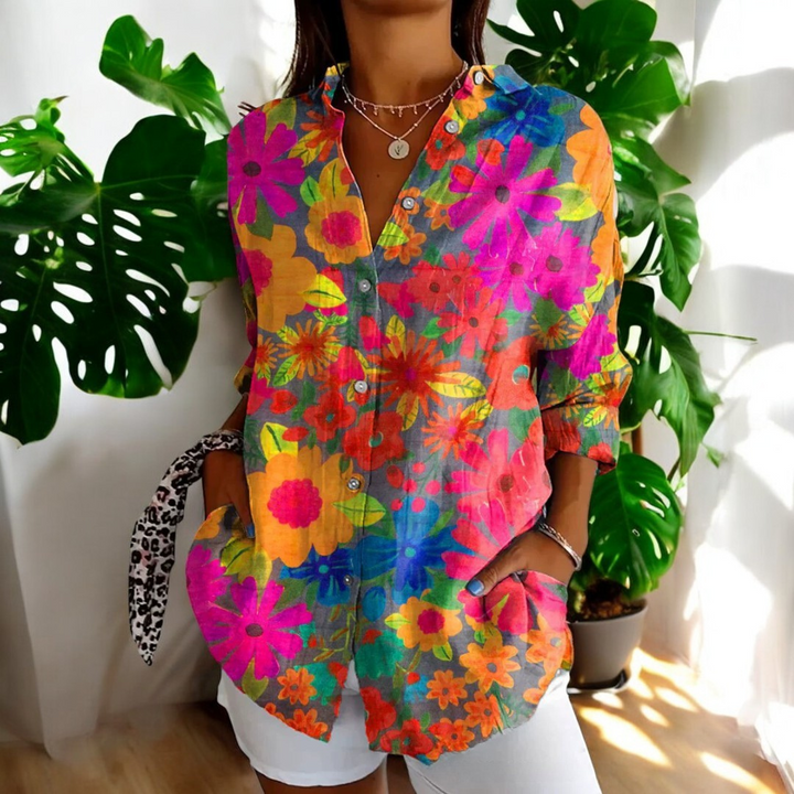 Calienne | Women's Floral Button Front Blouse