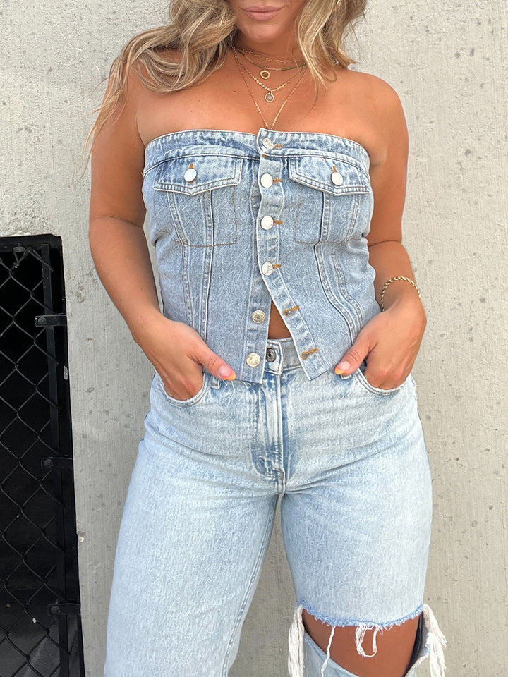 Women's Denim shoulderless top