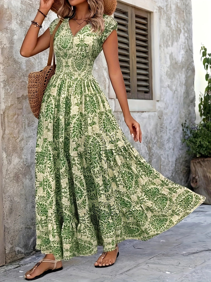 Boho V-neck vacation maxi dress for women | Seraphina -8