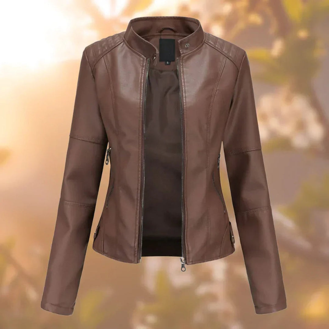 Marielle | Women's Slim-Fit Faux Leather Biker Jacket