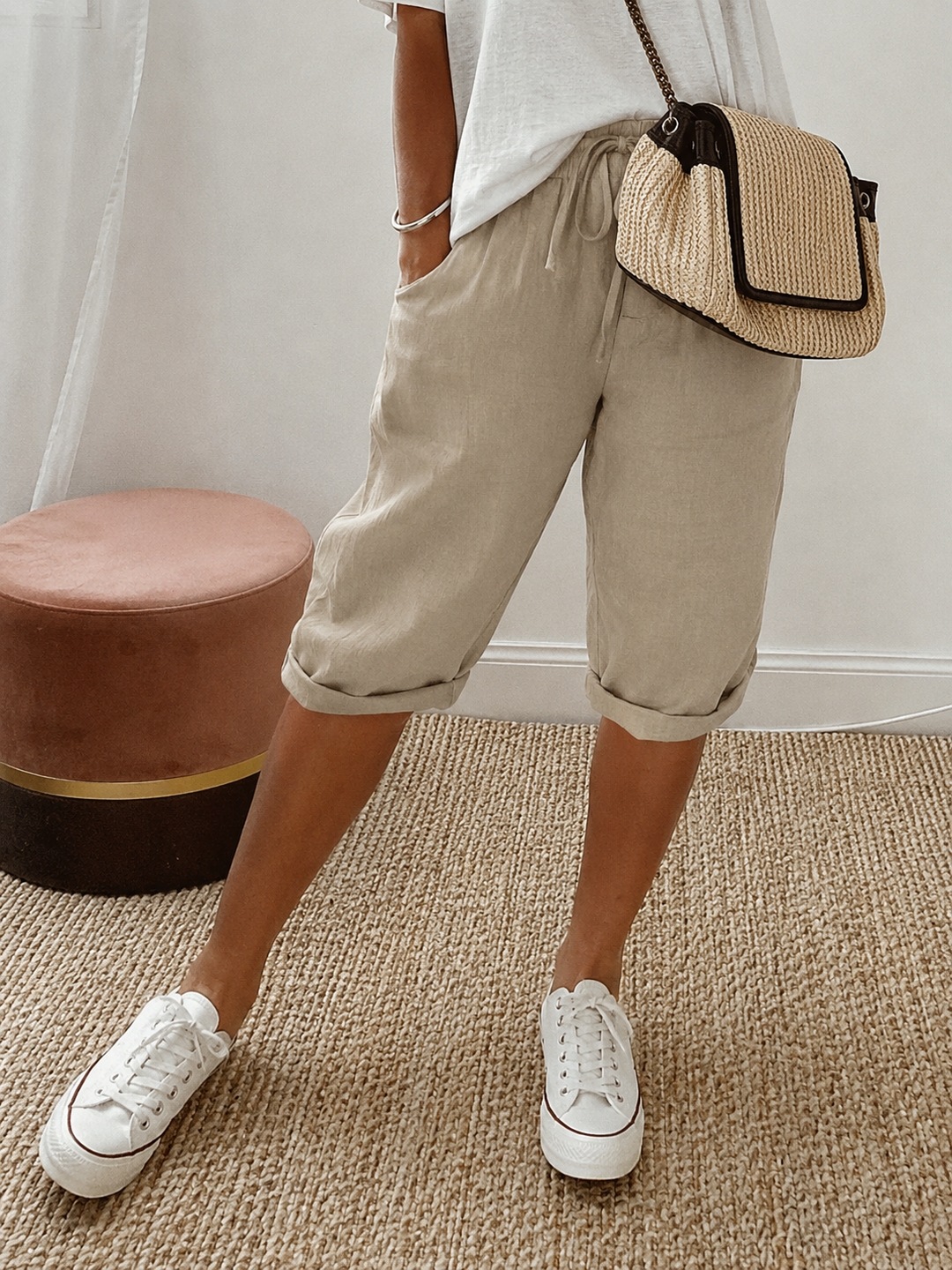 Brielle | Women's Elastic Waist Drawstring Pocket Shorts