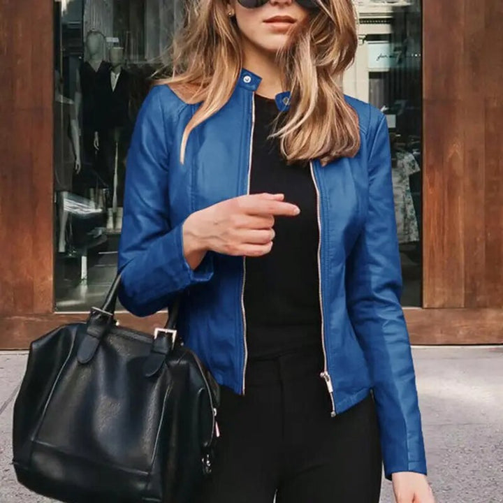 Dianelle | Women's Cropped Faux Leather Jacket