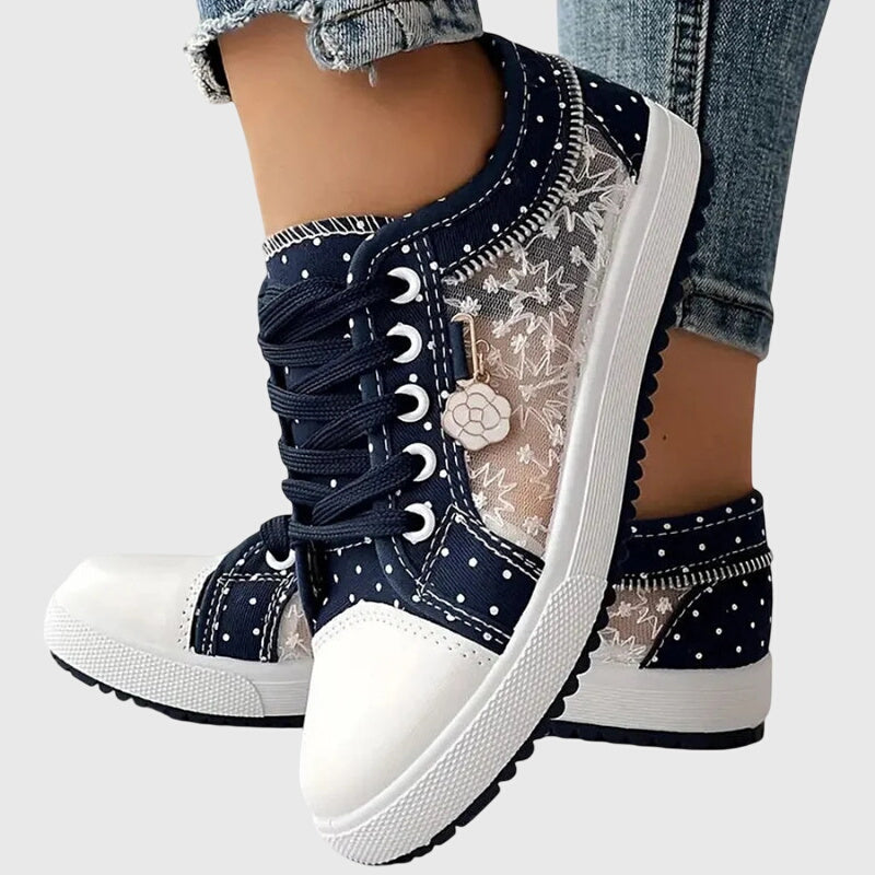 Ava | Women's Lace Up Platform Sneakers with Mixed Fabric