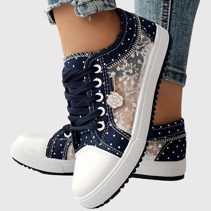 Ava | Women's Lace Up Platform Sneakers with Mixed Fabric
