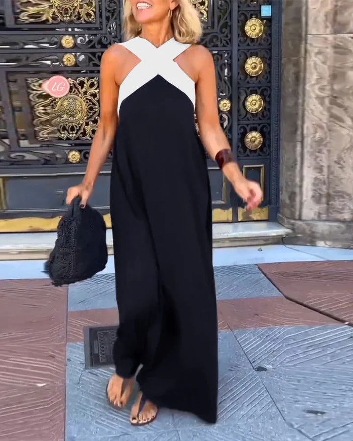 Breathable comfortable crossed maxi dress for women | Aimee -9
