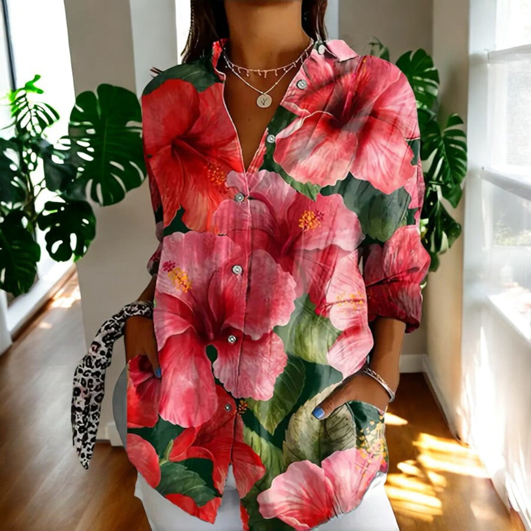Calienne | Women's Floral Button Front Blouse
