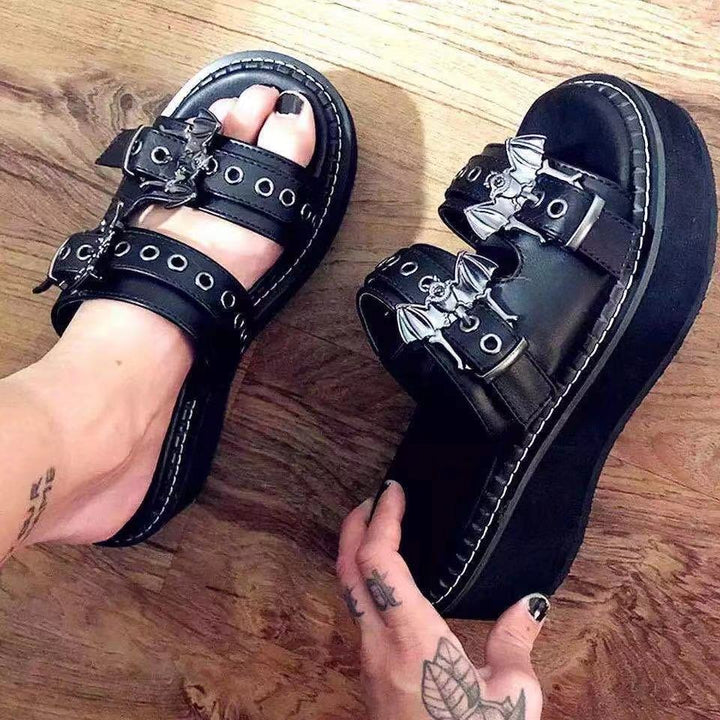 Bat punk sandals for women