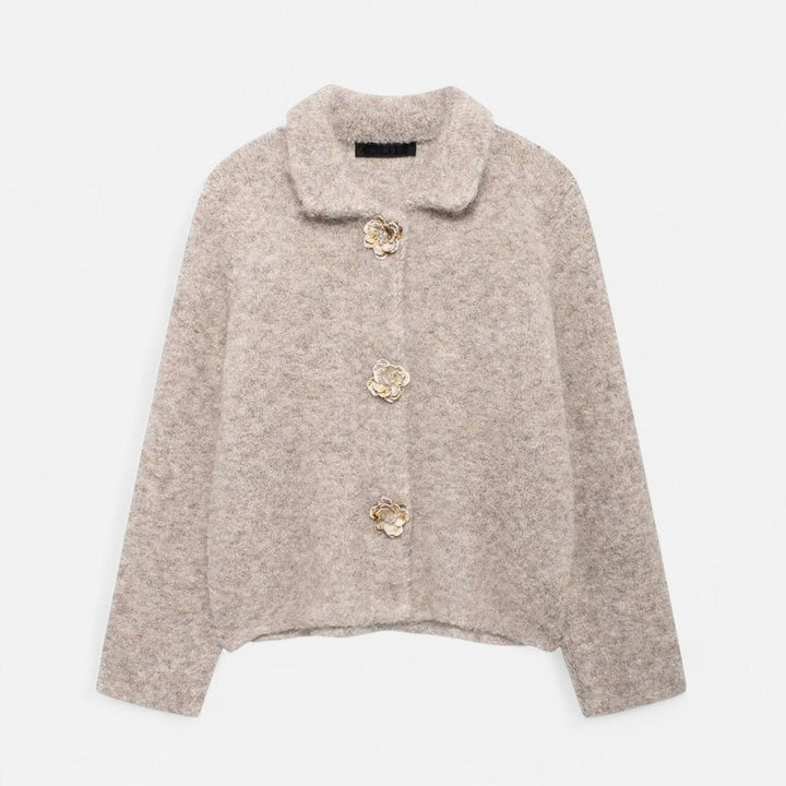 Women’s Elegant Floral Knit Button Cardigan