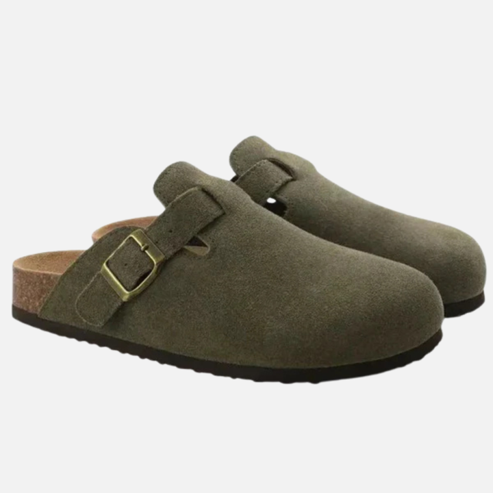 Henry | Men's Suede Buckle Strap Slip-On Clog