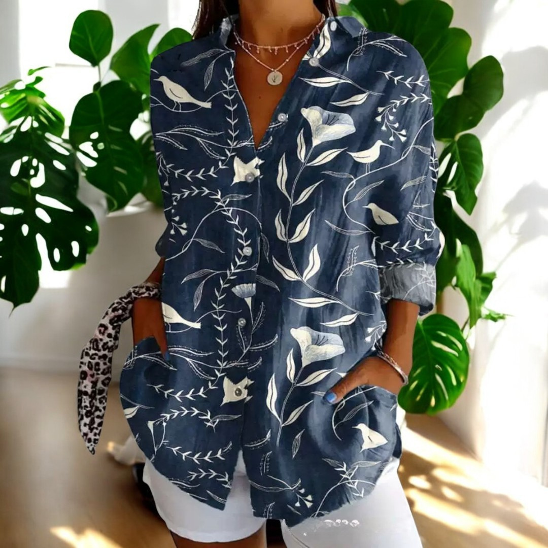 Calienne | Women's Floral Button Front Blouse