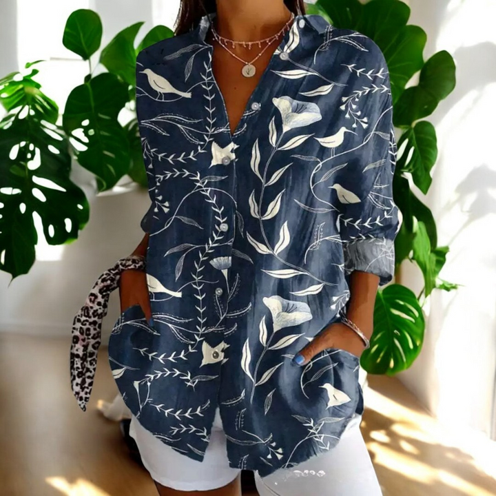 Calienne | Women's Floral Button Front Blouse
