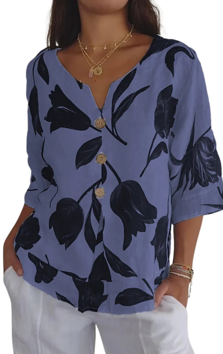 Floral button-up blouse for women