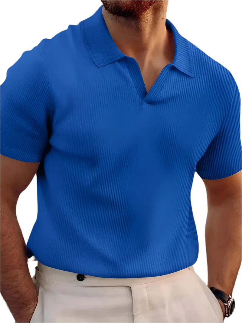 Men's ribbed knitted polo shirt