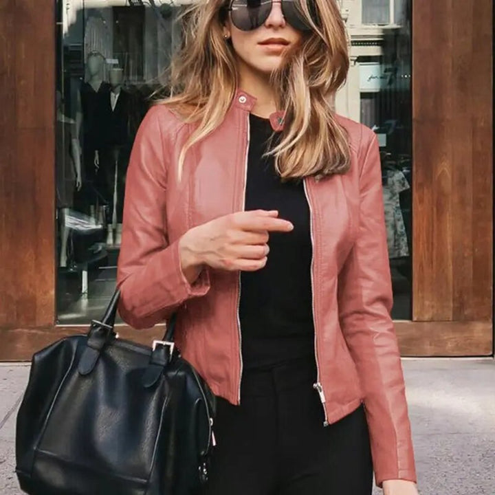 Dianelle | Women's Cropped Faux Leather Jacket