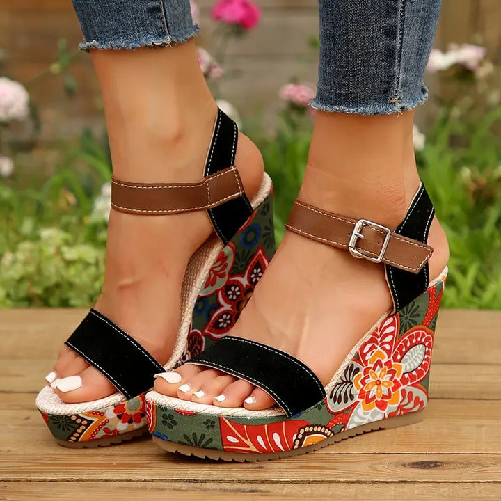 Women's casual floral print sandals