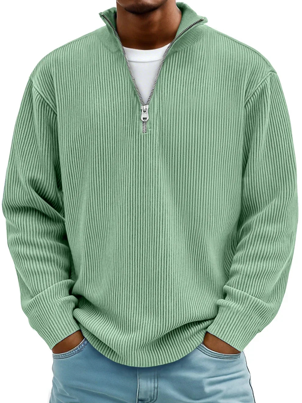 Davenor | Men's Ribbed Half Zip Pullover Sweater