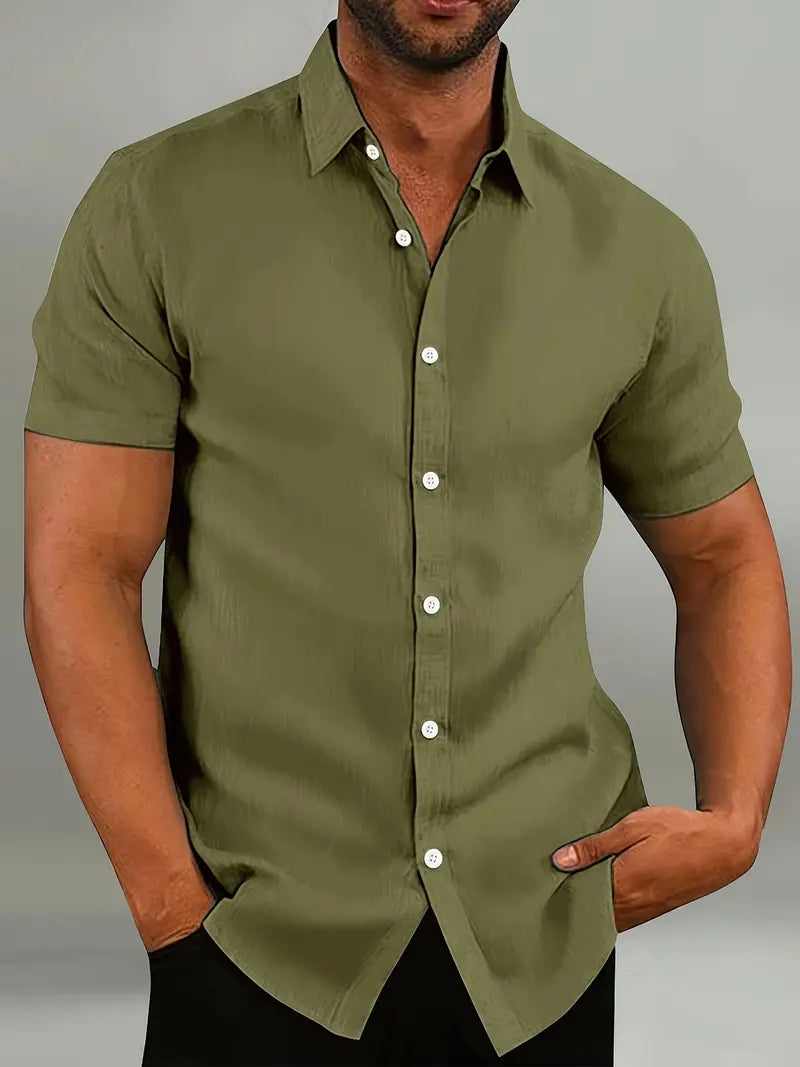 Men's Summer Short Sleeve Button Up Shirt