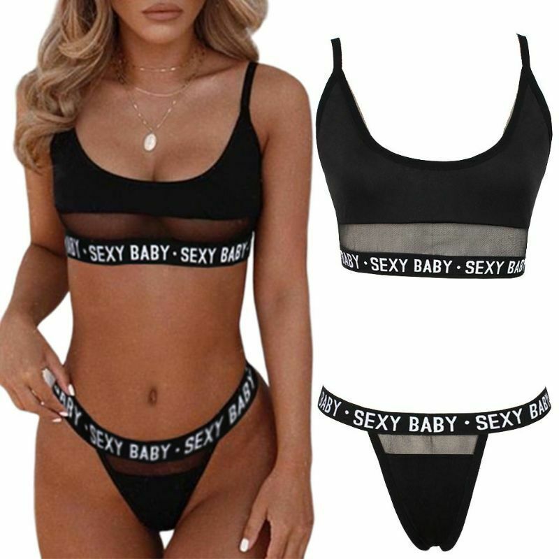 Women's Sexy Open Face Bikini With Letter Slit