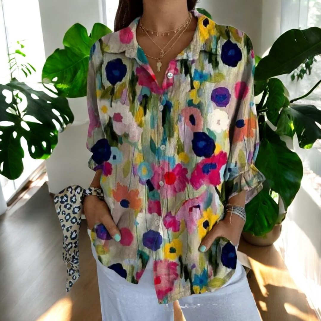 Calienne | Women's Floral Button Front Blouse