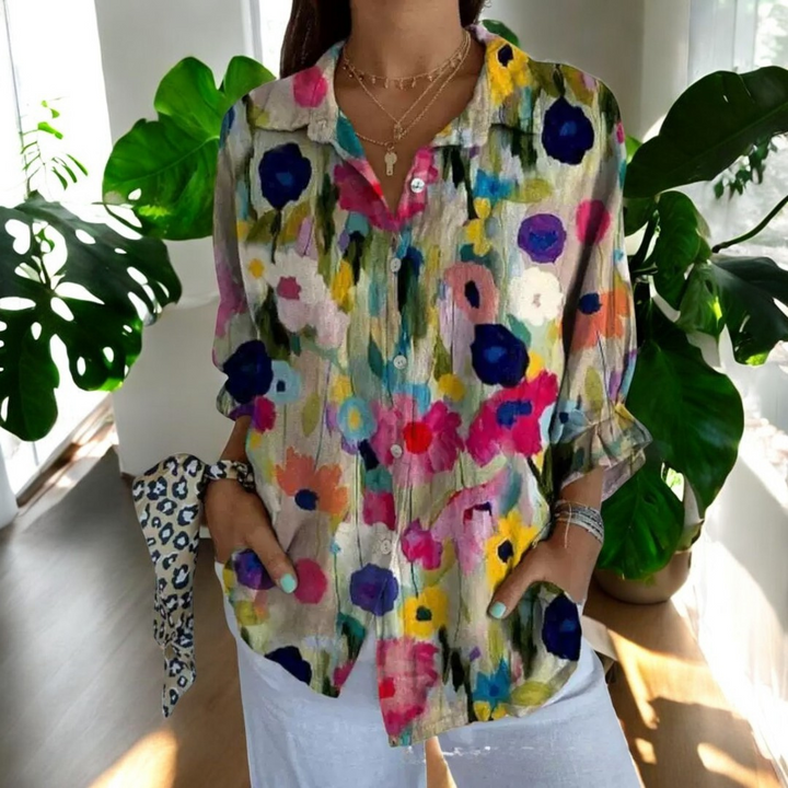 Calienne | Women's Floral Button Front Blouse