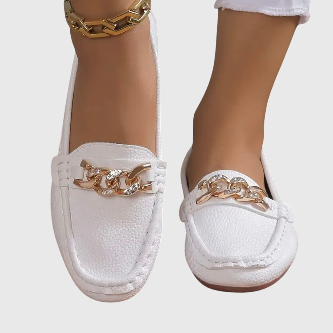 Women's Slip-On Loafers With Chain Accent