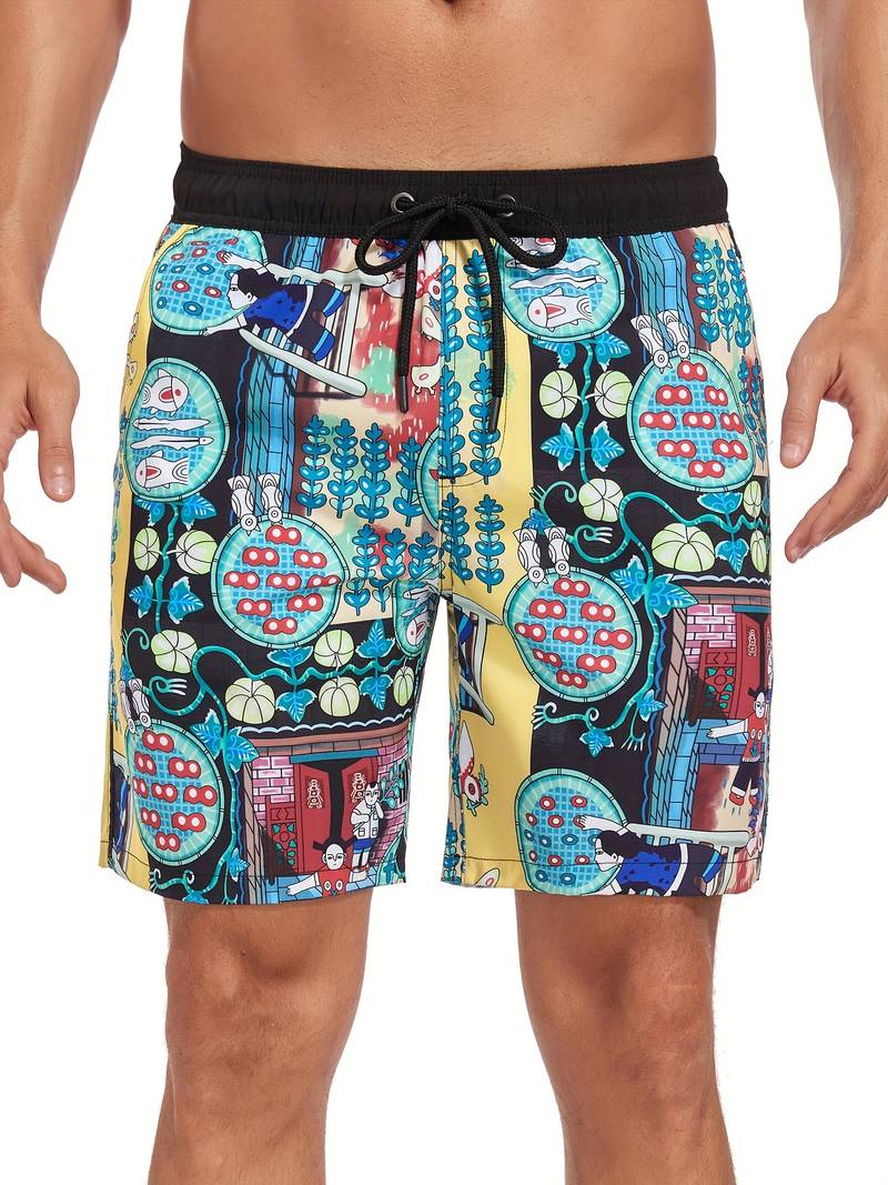 Men's beach trunks with inner shorts