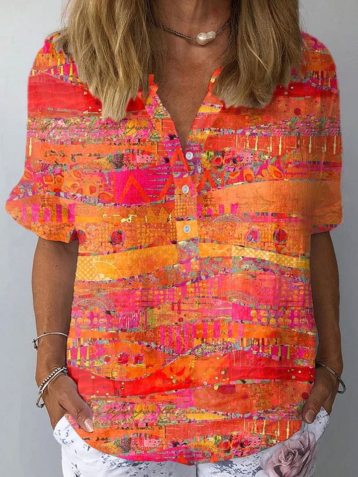 Nerissande | Women's Vintage Print Cotton Linen Set