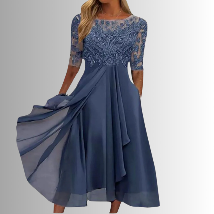 Fennora | Women's Lace Bodice Tiered Skirt Dress