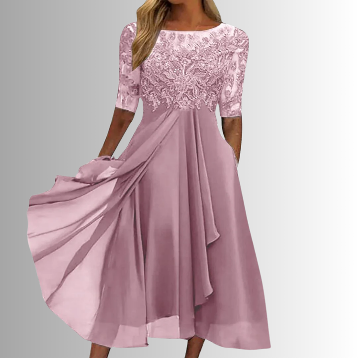 Fennora | Women's Lace Bodice Tiered Skirt Dress