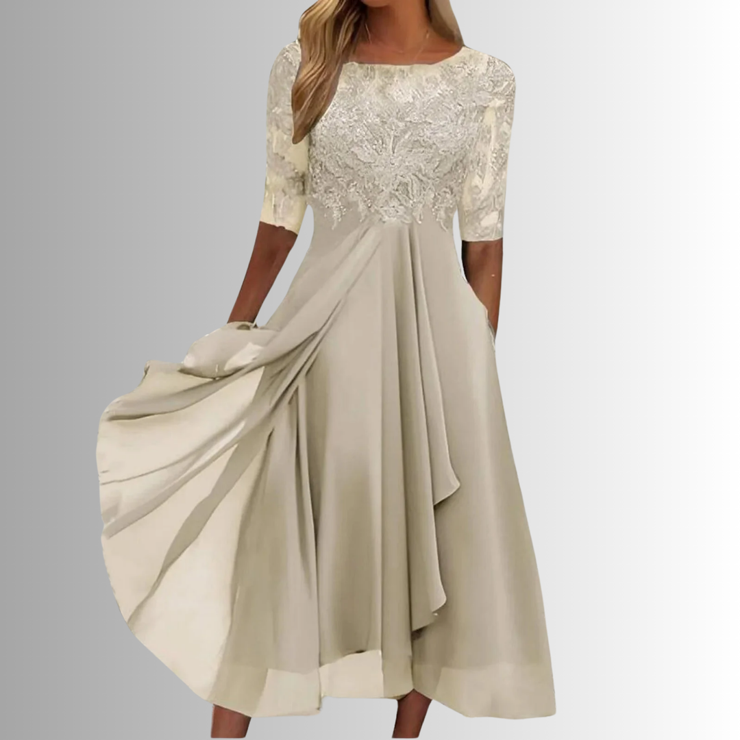 Fennora | Women's Lace Bodice Tiered Skirt Dress