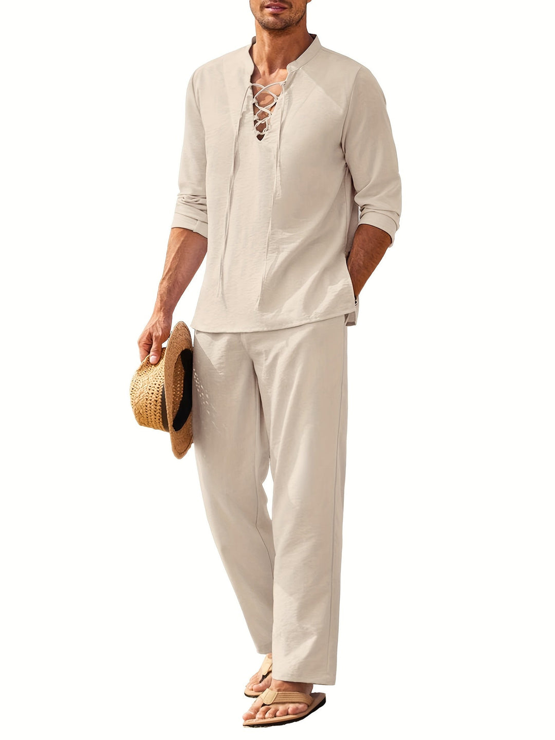 Men's Long Sleeve Shirt And Pants Set For Any Occasion