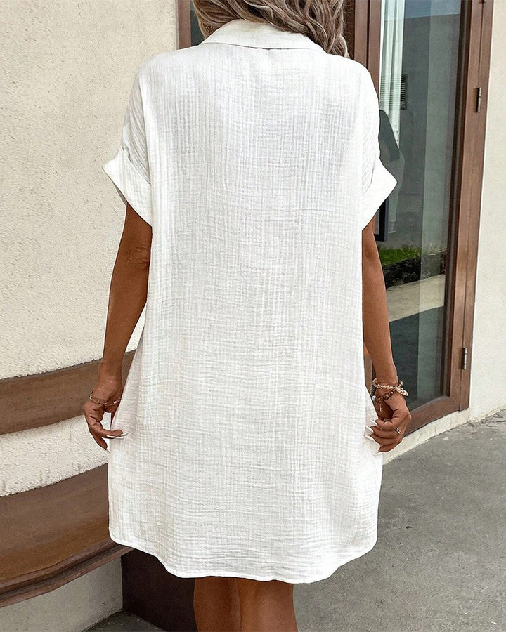 Nerava | Women's Collared Button Front Shirt Dress