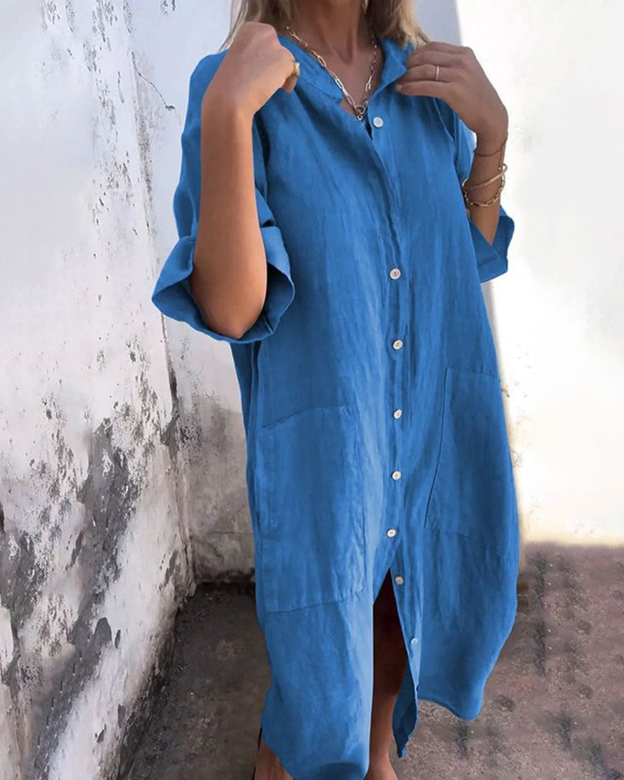 Elvara | Women's Relaxed Boho Shirt Dress with Open Front