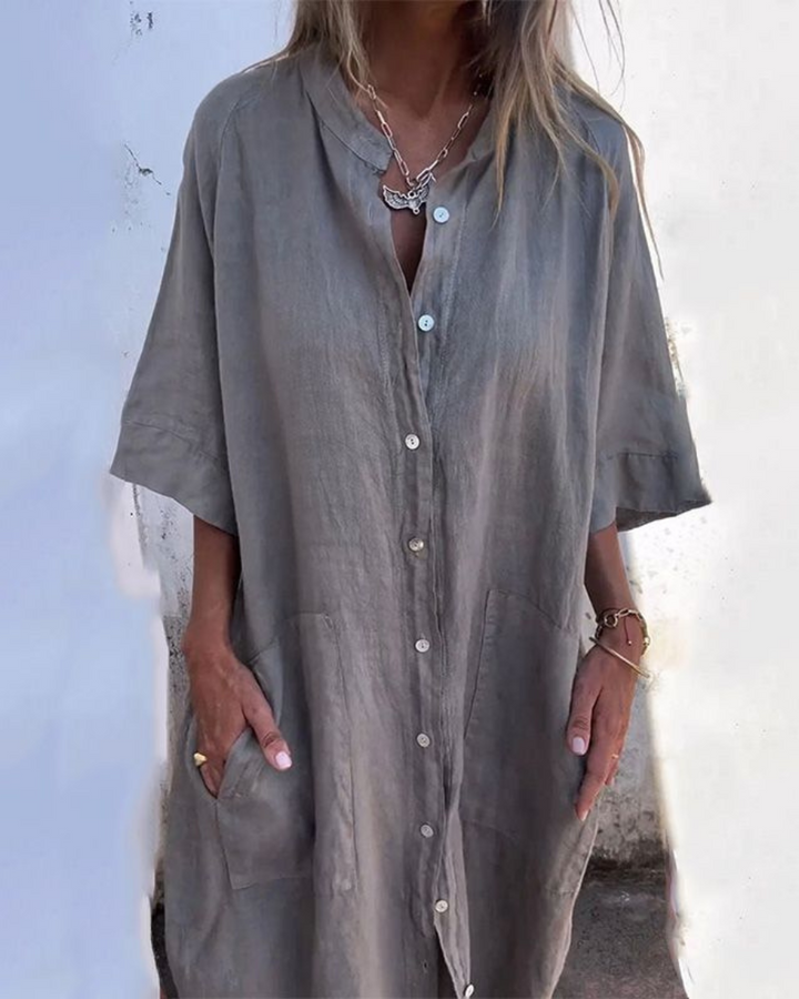 Elvara | Women's Relaxed Boho Shirt Dress with Open Front